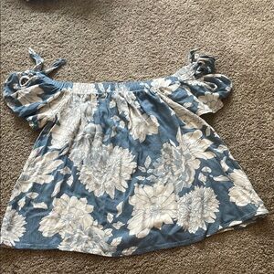 One Clothing Blue Floral Off-Shoulder Top